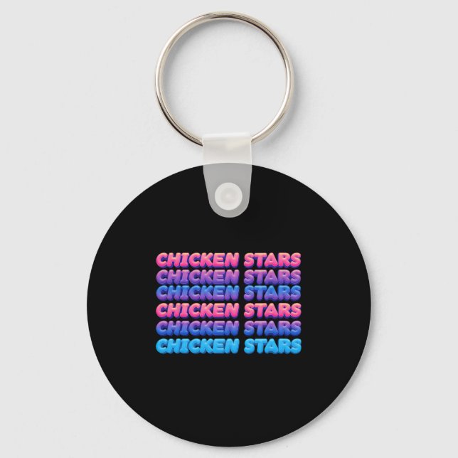 Aesthetic Repeating Chicken Stars Viral Meme Sloga Key Ring (Front)
