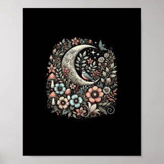 Aesthetic Retro Goblincore And Cottagecore Mushroo Poster
