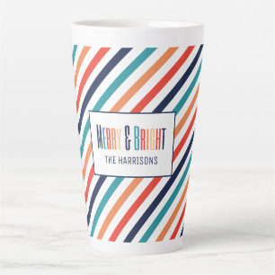 Aesthetic Retro Stripes Colorful Lines Christmas  Latte Mug