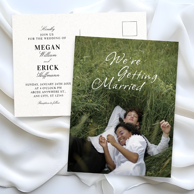 Aesthetic Romantic wedding invitation announcement Postcard (Creator Uploaded)
