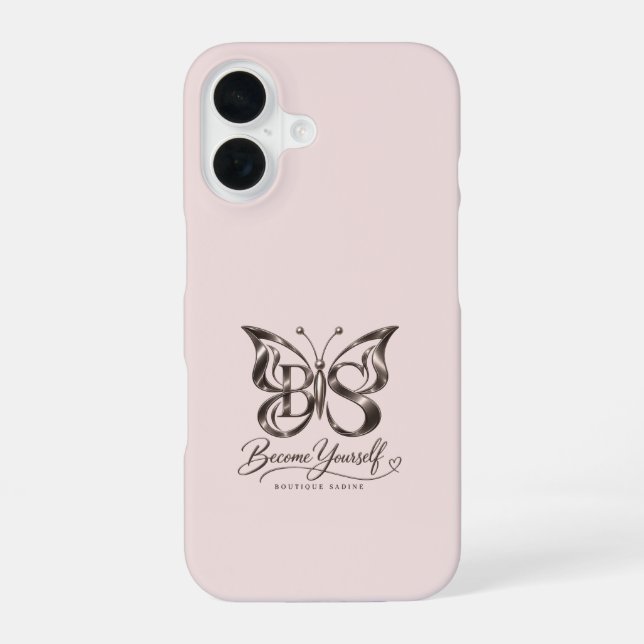 Aesthetic Rose Gold Butterfly Blush Pink iPhone ca 16 Case (Back)