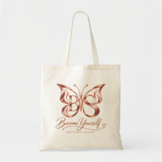 Aesthetic Rose Gold Butterfly Canvas Tote Bag | Mi