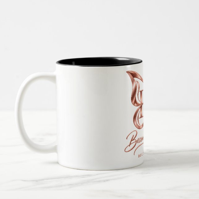 Aesthetic Rose Gold Butterfly Ceramic Coffee Mug | (Left)