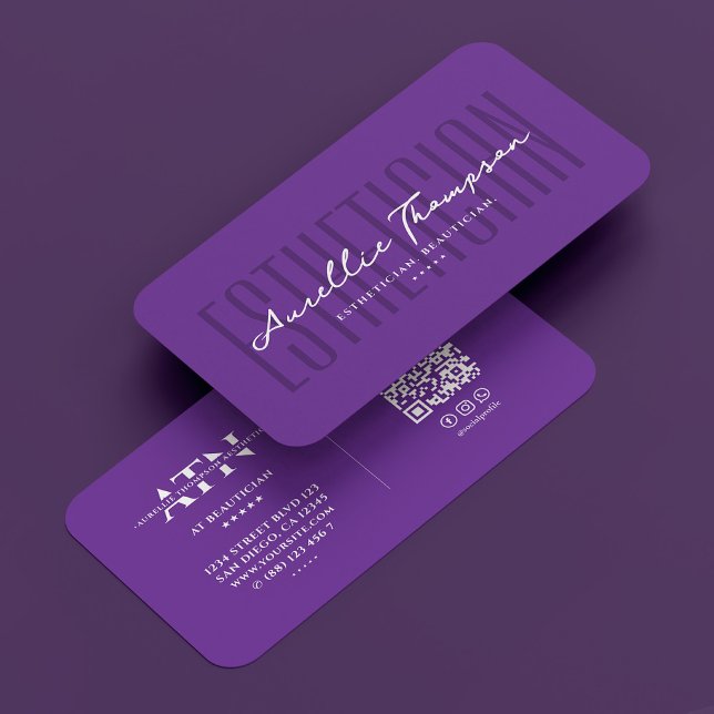 Aesthetic Royal Purple Beautician Cosmetologist Business Card (Aesthetic Royal Purple Beautician Cosmetologist Business Card
)
