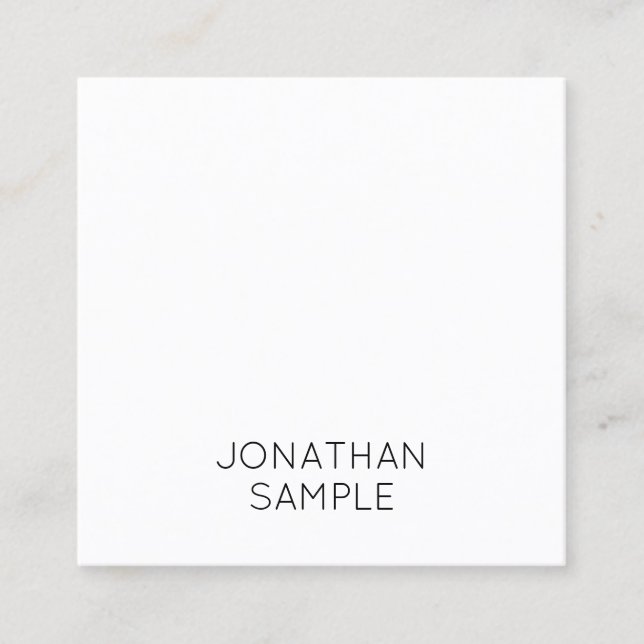 Aesthetic Simple Square Design Luxury Modern Plain Square Business Card (Front)