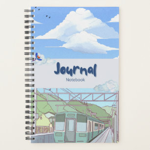 Aesthetic Sky & Train Journal Notebook Cute Past Planner