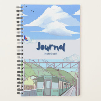 Aesthetic Sky & Train Journal Notebook | Cute Past Planner