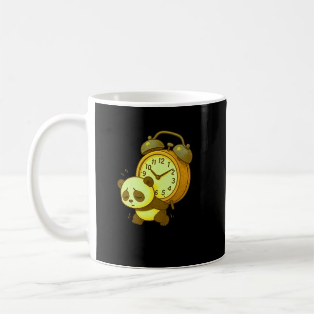 Aesthetic Sleepy Panda • Oversized Alarm Clock Coffee Mug (Left)