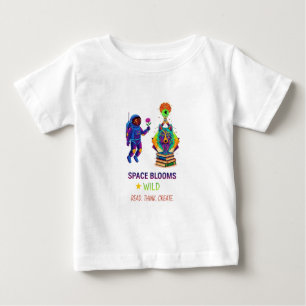 Aesthetic Space Blooms Astronaut and Wolf Graphic Baby T-Shirt