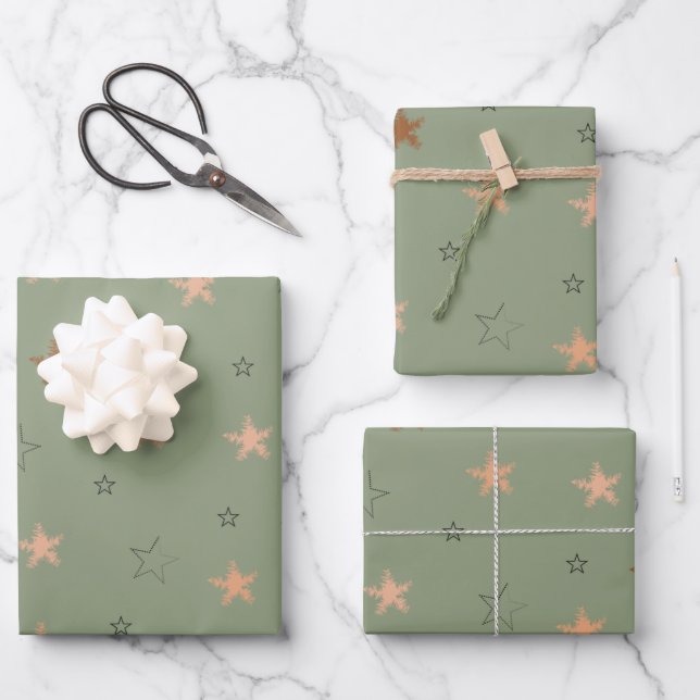 Aesthetic Star Pattern Wrapping Paper Sheet (Front)