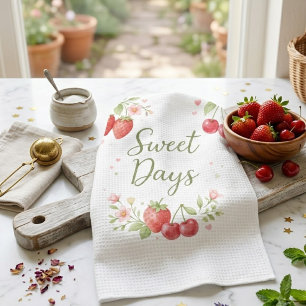 Aesthetic Strawberry &Cherry Tea Towel
