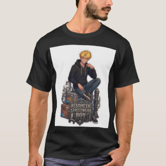 Aesthetic Streetwear Boy Anime - Premium Graphic T-Shirt