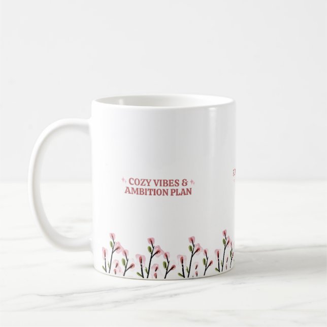 Aesthetic Study Girl Mug Cosy vibes with Floral (Left)