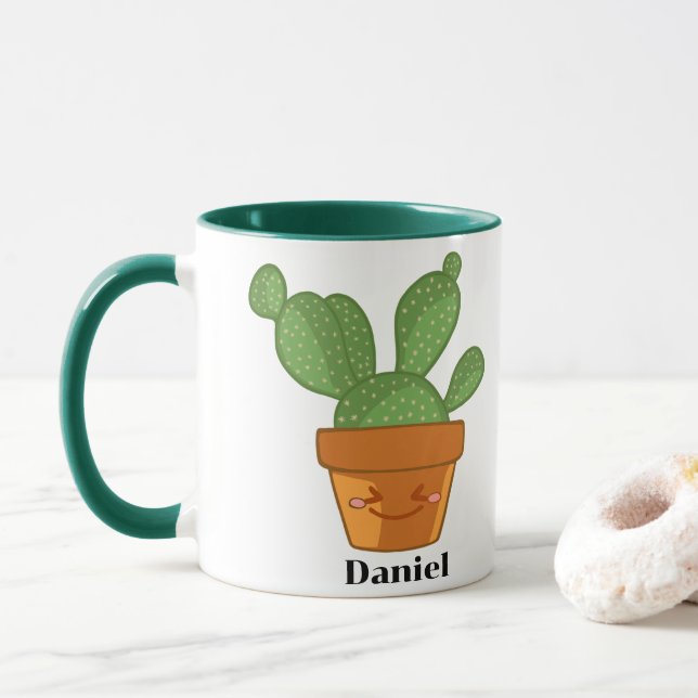 Aesthetic Succulent Cactus Flower plant Mug (With Donut)