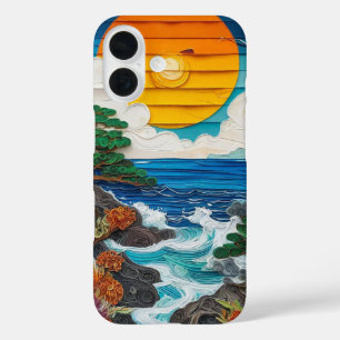 Aesthetic summer ocean sunset relaxing beach  iPhone 16 case