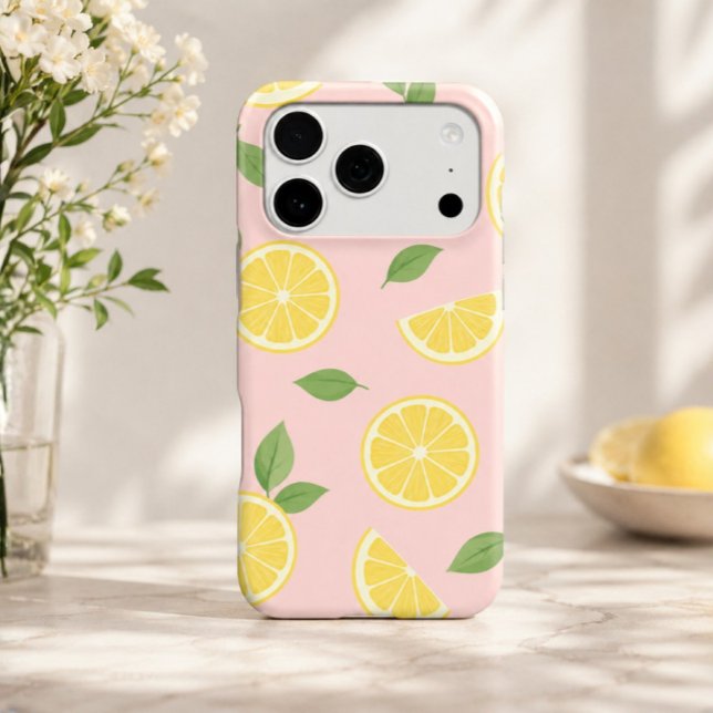 Aesthetic Summer Pink Lemon Citrus (pink lemon phone case, iphone 17 pro case, lemon aesthetic case, citrus phone cover, cute fruit phon)