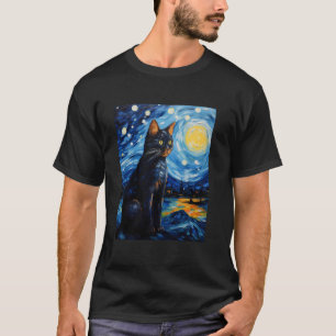 Aesthetic Surrealism Starry Night Cyprus Cat T-Shirt