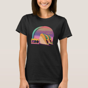 Aesthetic Synthwave Tacos with 80s Aesthetic T-Shirt
