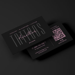 Aesthetic Tattooist Pink Black Tattoo Artist Business Card