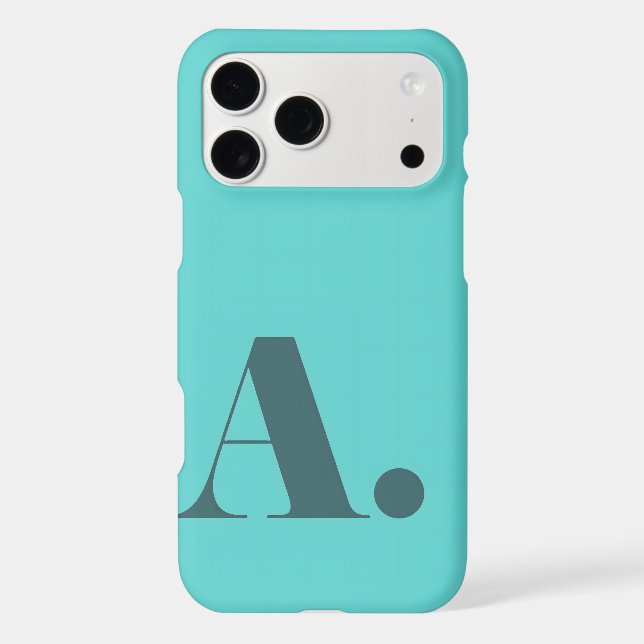 Aesthetic Teal Turquoise Minimalist Initial Letter (Back)
