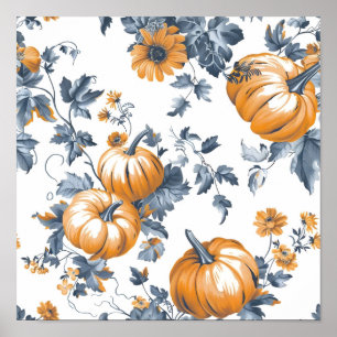Aesthetic Tiled Pumpkin Pattern Poster