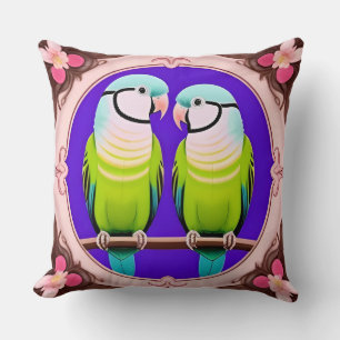 Aesthetic Tropical Parrot Design – Elegant Floral Cushion