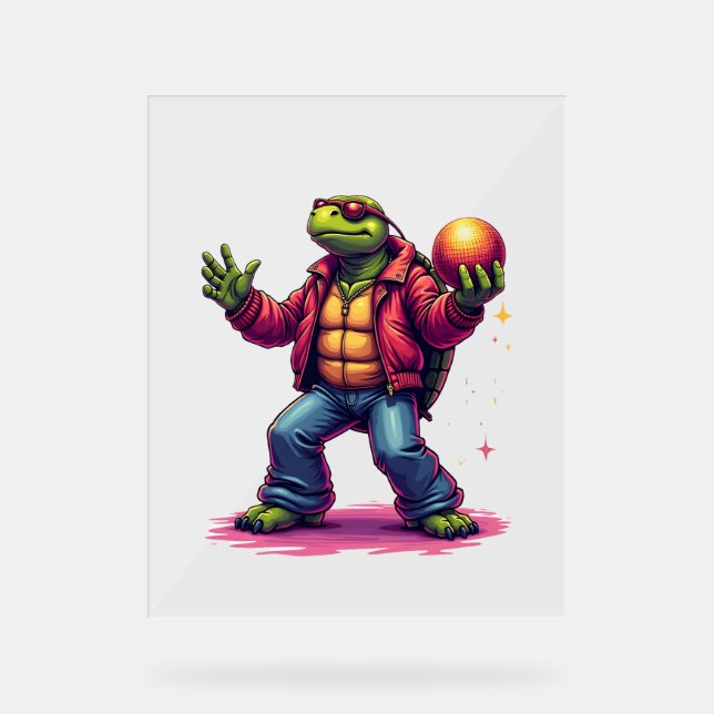 Aesthetic Turtle Disco T-Shirt Acrylic Sign (Front)