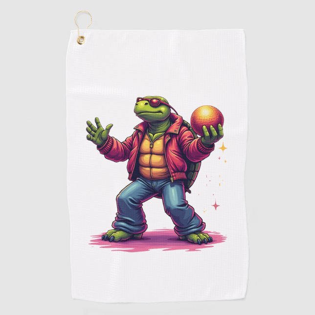 Aesthetic Turtle Disco T-Shirt Golf Towel (Front)