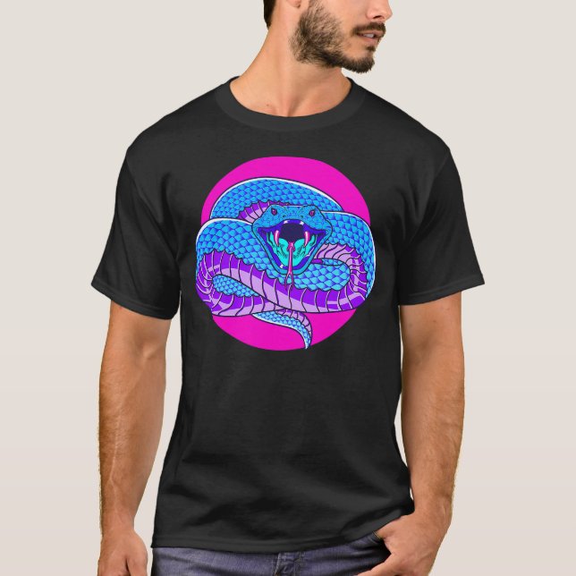 Aesthetic Vaporwave Snake Scary Mamba Python Serpe T-Shirt (Front)