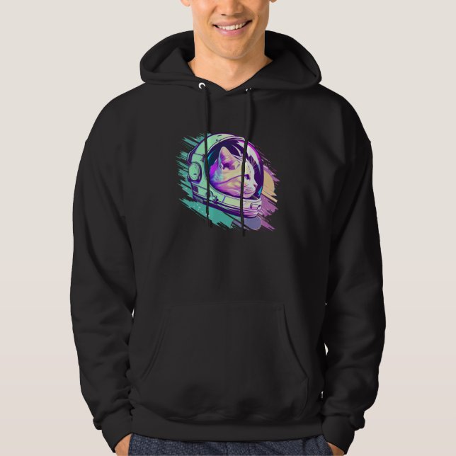 Aesthetic Vaporwave Space Cat 80s 90s Astronaut  1 Hoodie (Front)