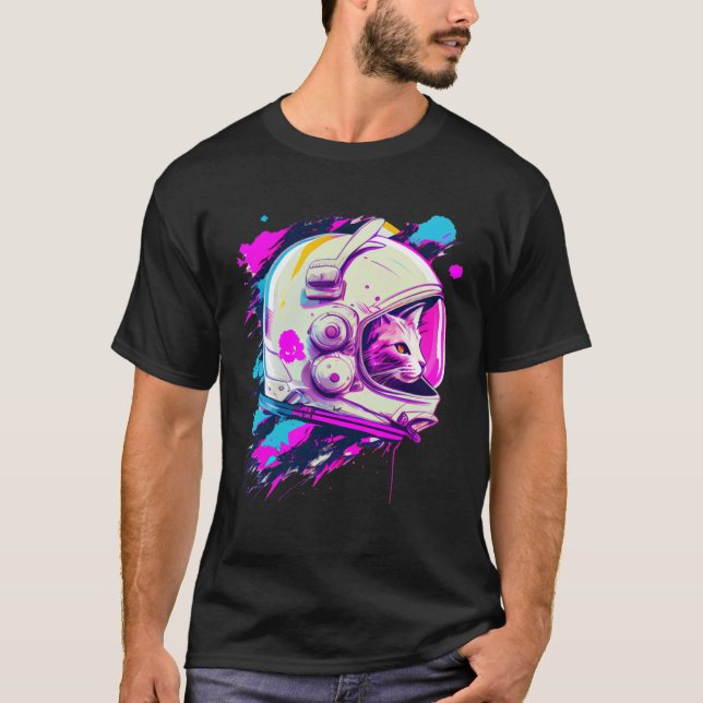 Aesthetic Vaporwave Space Cat 80s 90s Astronaut  3 T-Shirt (Front)