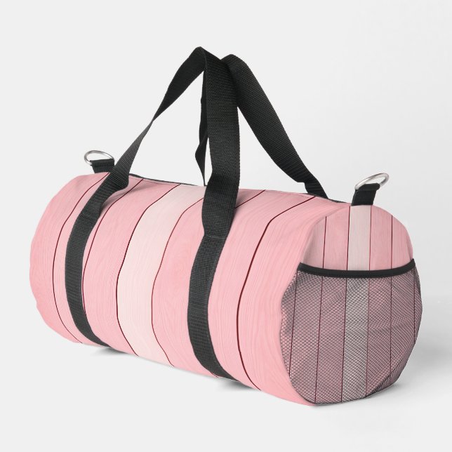 Aesthetic Vertical Wood Pattern Pink Colour  Duffle Bag (Right Corner)