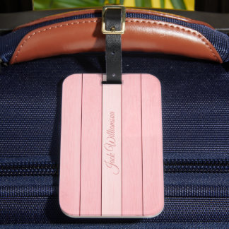 Aesthetic Vertical Wood Pattern Pink Colour Luggage Tag
