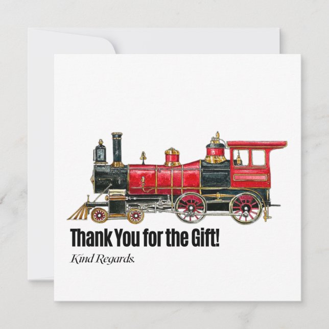 Aesthetic Vintage Train Thank You Card (Front)
