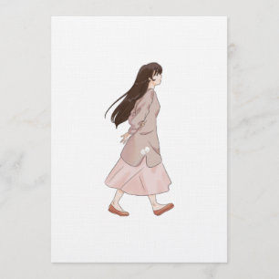 Aesthetic Walking Girl Sticker Invitation