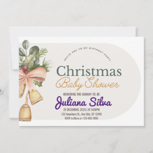 Aesthetic Watercolor Christmas Baby Shower Invitation