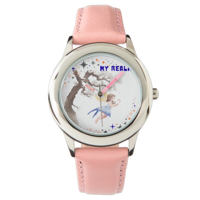 Aesthetic Watercolor Fairy My Realm Girls Pink Wat Watch (Front)