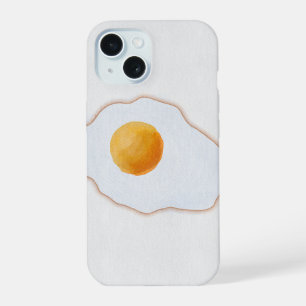 Aesthetic Watercolor Fried Egg Minimalist Art Prin iPhone 15 Case