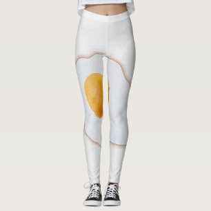 Aesthetic Watercolor Fried Egg Minimalist Art Prin Leggings