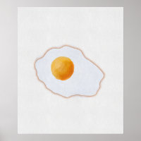 Aesthetic Watercolor Fried Egg Minimalist Art Prin
