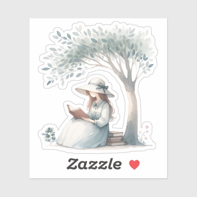 Aesthetic Watercolor girl reading a Book Lover (Sheet)