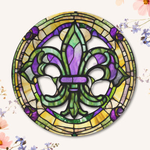Aesthetic Watercolor Mardi Gras Fleur De Lis Paper Plate