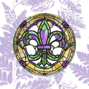 Aesthetic Watercolor Mardi Gras Fleur De Lis Paper Plate