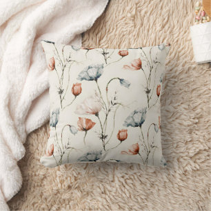 Aesthetic Watercolor Patriotic Wildflowers Cushion