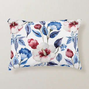 Aesthetic Watercolor Patriotic Wildflowers Decorative Cushion