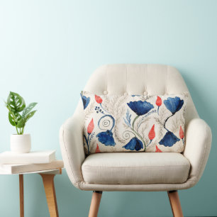 Aesthetic Watercolor Patriotic Wildflowers Lumbar Cushion