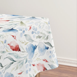 Aesthetic Watercolor Patriotic Wildflowers Tablecloth