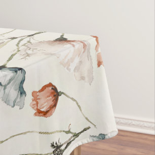 Aesthetic Watercolor Patriotic Wildflowers Tablecloth