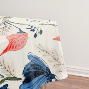 Aesthetic Watercolor Patriotic Wildflowers Tablecloth