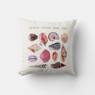Aesthetic Watercolor Seashells  Cushion